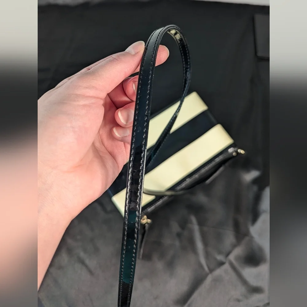 Kate Spade Crossbody PROJECT BAG Small Black Cream Striped PVC Magenta Hot Pink - Picture 3 of 12